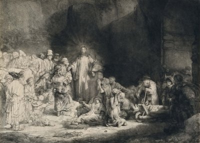 Christ with the Sick around Him, Receiving Little Children (The Hundred Guilder Print) by Rembrandt van Rijn